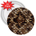 Snake Print	 3  Button (10 pack)