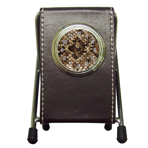 Snake Print	 Pen Holder Desk Clock from ArtsNow.com Front