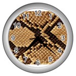 Snake Print Big	 Wall Clock (Silver)