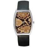 Snake Print Big	 Barrel Style Metal Watch