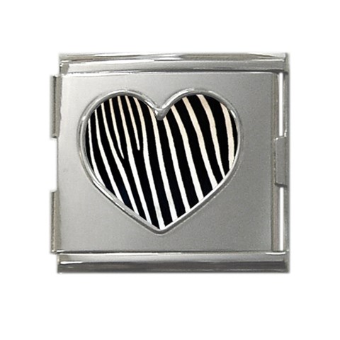 Zebra Print	 Mega Link Heart Italian Charm (18mm) from ArtsNow.com Front