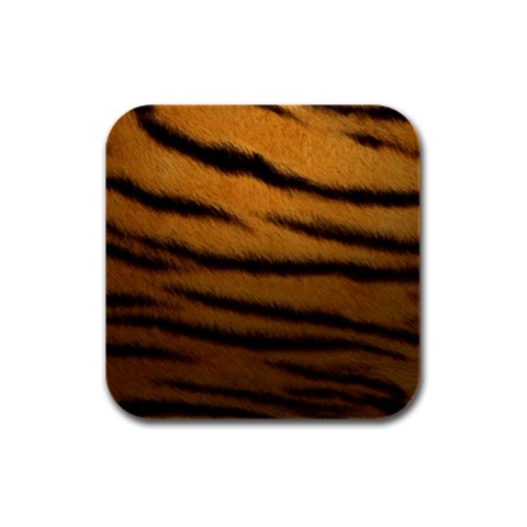 Tiger Print Dark	 Rubber Square Coaster (4 pack) from ArtsNow.com Front