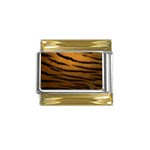 Tiger Print Dark	 Gold Trim Italian Charm (9mm)