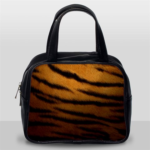 Tiger Print Dark	 Classic Handbag (Two Sides) from ArtsNow.com Back