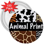 Animal Print	 3  Button (100 pack)