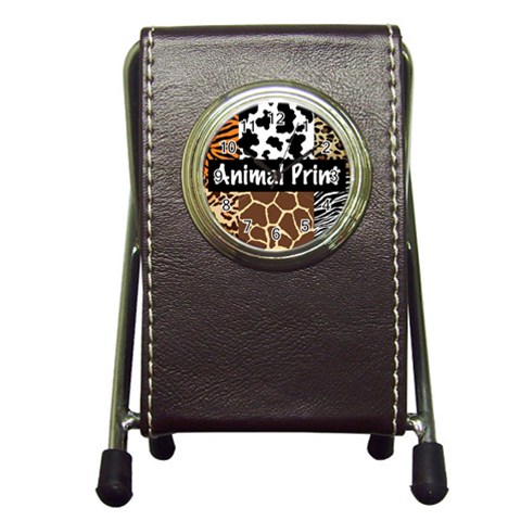 Animal Print	 Pen Holder Desk Clock from ArtsNow.com Front