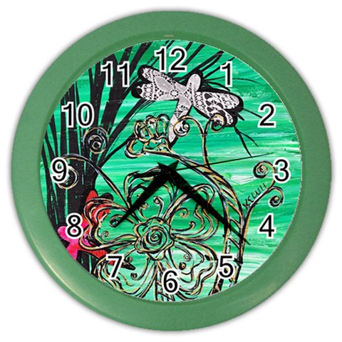 Dragonfly Park Color Wall Clock from ArtsNow.com Front