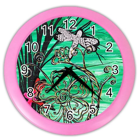 Dragonfly Park Color Wall Clock from ArtsNow.com Front