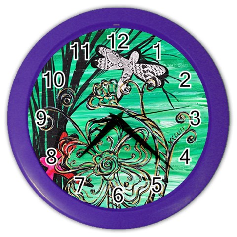 Dragonfly Park Color Wall Clock from ArtsNow.com Front