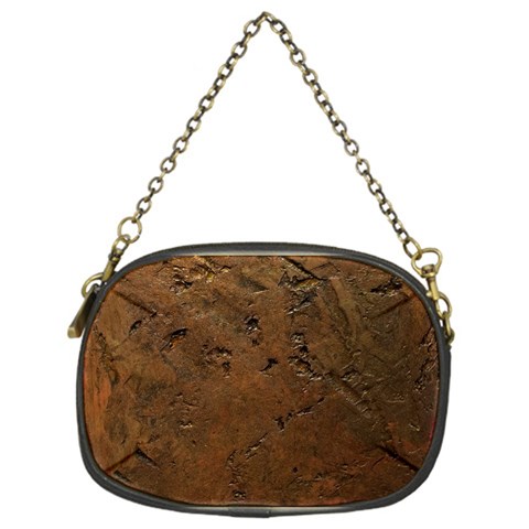 Brown Tooled Leather Chain Purse (One Side) from ArtsNow.com Front