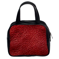 Red Stitched Leather Texture Classic Handbag (Two Sides) from ArtsNow.com Front