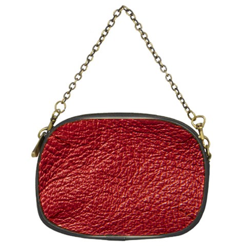 Red Stitched Leather Texture Chain Purse (One Side) from ArtsNow.com Front