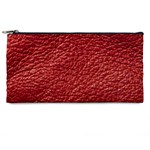 Red Stitched Leather Texture Pencil Case