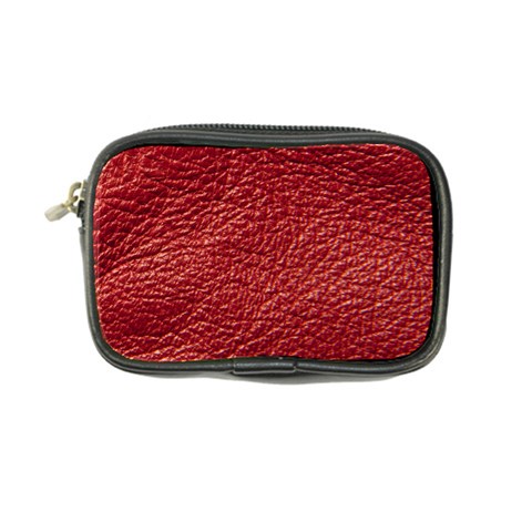 Red Stitched Leather Texture Coin Purse from ArtsNow.com Front