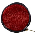 Red Stitched Leather Texture Mini Makeup Bag