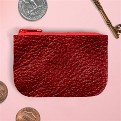 Red Stitched Leather Texture Mini Coin Purse from ArtsNow.com Front