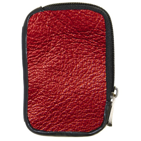 Red Stitched Leather Texture Compact Camera Leather Case from ArtsNow.com Front