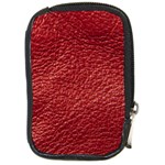 Red Stitched Leather Texture Compact Camera Leather Case