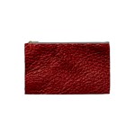 Red Stitched Leather Texture Cosmetic Bag (Small)