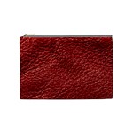 Red Stitched Leather Texture Cosmetic Bag (Medium)