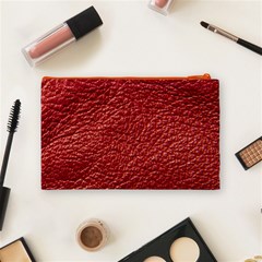 Red Stitched Leather Texture Cosmetic Bag (Medium) from ArtsNow.com Back