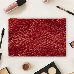 Red Stitched Leather Texture Cosmetic Bag (Large) from ArtsNow.com Front