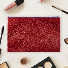 Red Stitched Leather Texture Cosmetic Bag (Large) from ArtsNow.com Back