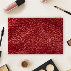 Red Stitched Leather Texture Cosmetic Bag (Large) from ArtsNow.com Back