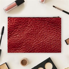 Red Stitched Leather Texture Cosmetic Bag (Large) from ArtsNow.com Back