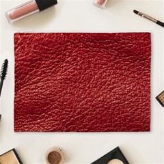 Red Stitched Leather Texture Cosmetic Bag (XL) from ArtsNow.com Front