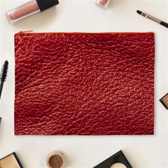 Red Stitched Leather Texture Cosmetic Bag (XL) from ArtsNow.com Front