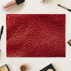 Red Stitched Leather Texture Cosmetic Bag (XL) from ArtsNow.com Back