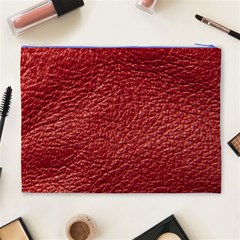 Red Stitched Leather Texture Cosmetic Bag (XL) from ArtsNow.com Back