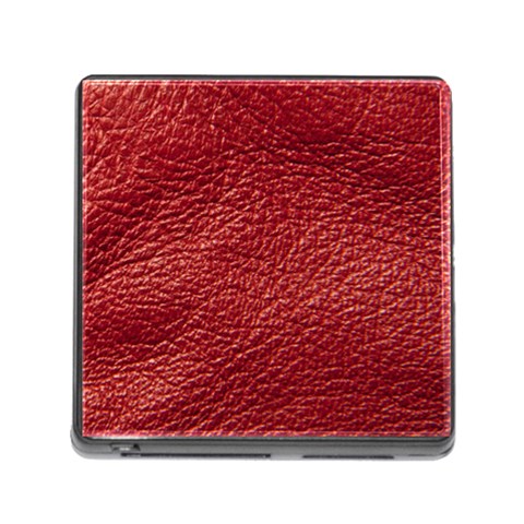 Red Stitched Leather Texture Memory Card Reader with Storage (Square) from ArtsNow.com Front