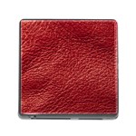 Red Stitched Leather Texture Memory Card Reader with Storage (Square)