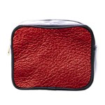 Red Stitched Leather Texture Mini Toiletries Bag (One Side)