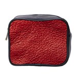 Red Stitched Leather Texture Mini Toiletries Bag (Two Sides)