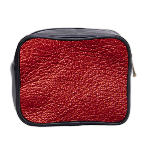 Red Stitched Leather Texture Mini Toiletries Bag (Two Sides) from ArtsNow.com Back