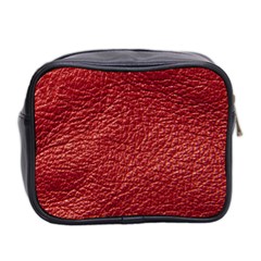 Red Stitched Leather Texture Mini Toiletries Bag (Two Sides) from ArtsNow.com Back