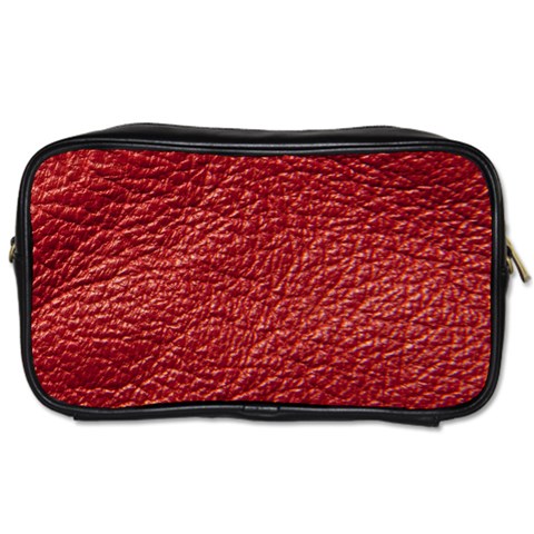 Red Stitched Leather Texture Toiletries Bag (One Side) from ArtsNow.com Front