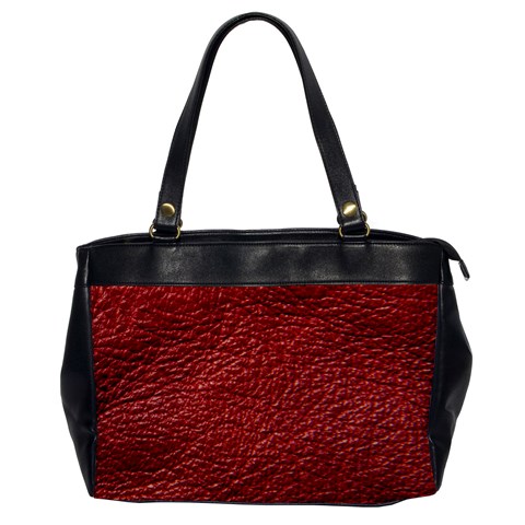 Red Stitched Leather Texture Oversize Office Handbag (One Side) from ArtsNow.com Front