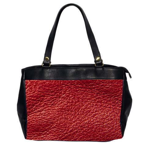 Red Stitched Leather Texture Oversize Office Handbag (Two Sides) from ArtsNow.com Front