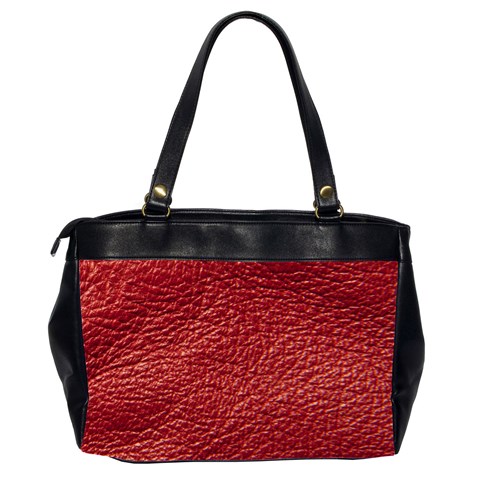 Red Stitched Leather Texture Oversize Office Handbag (Two Sides) from ArtsNow.com Back