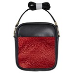 Red Stitched Leather Texture Girls Sling Bag