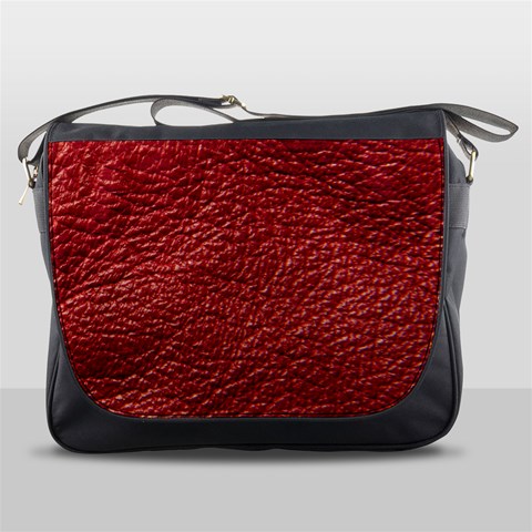 Red Stitched Leather Texture Messenger Bag from ArtsNow.com Front