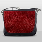 Red Stitched Leather Texture Messenger Bag