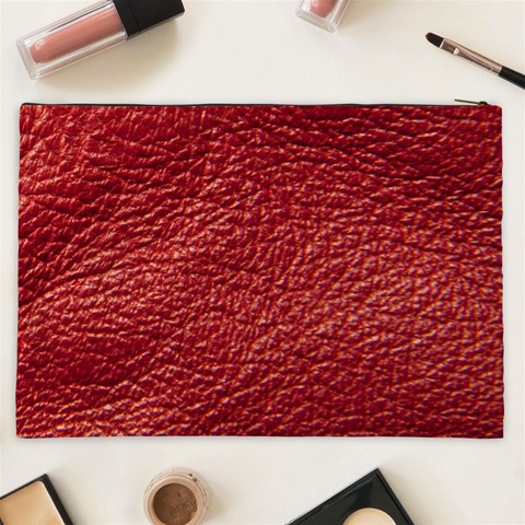 Red Stitched Leather Texture Cosmetic Bag (XXL) from ArtsNow.com Back