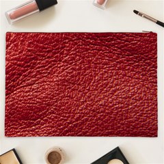 Red Stitched Leather Texture Cosmetic Bag (XXL) from ArtsNow.com Back