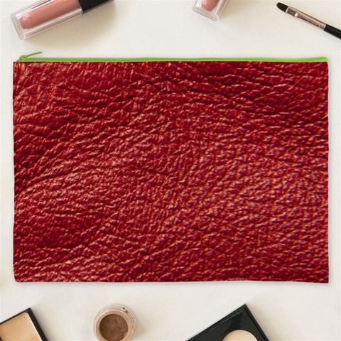 Red Stitched Leather Texture Cosmetic Bag (XXXL) from ArtsNow.com Front