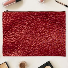 Red Stitched Leather Texture Cosmetic Bag (XXXL) from ArtsNow.com Front